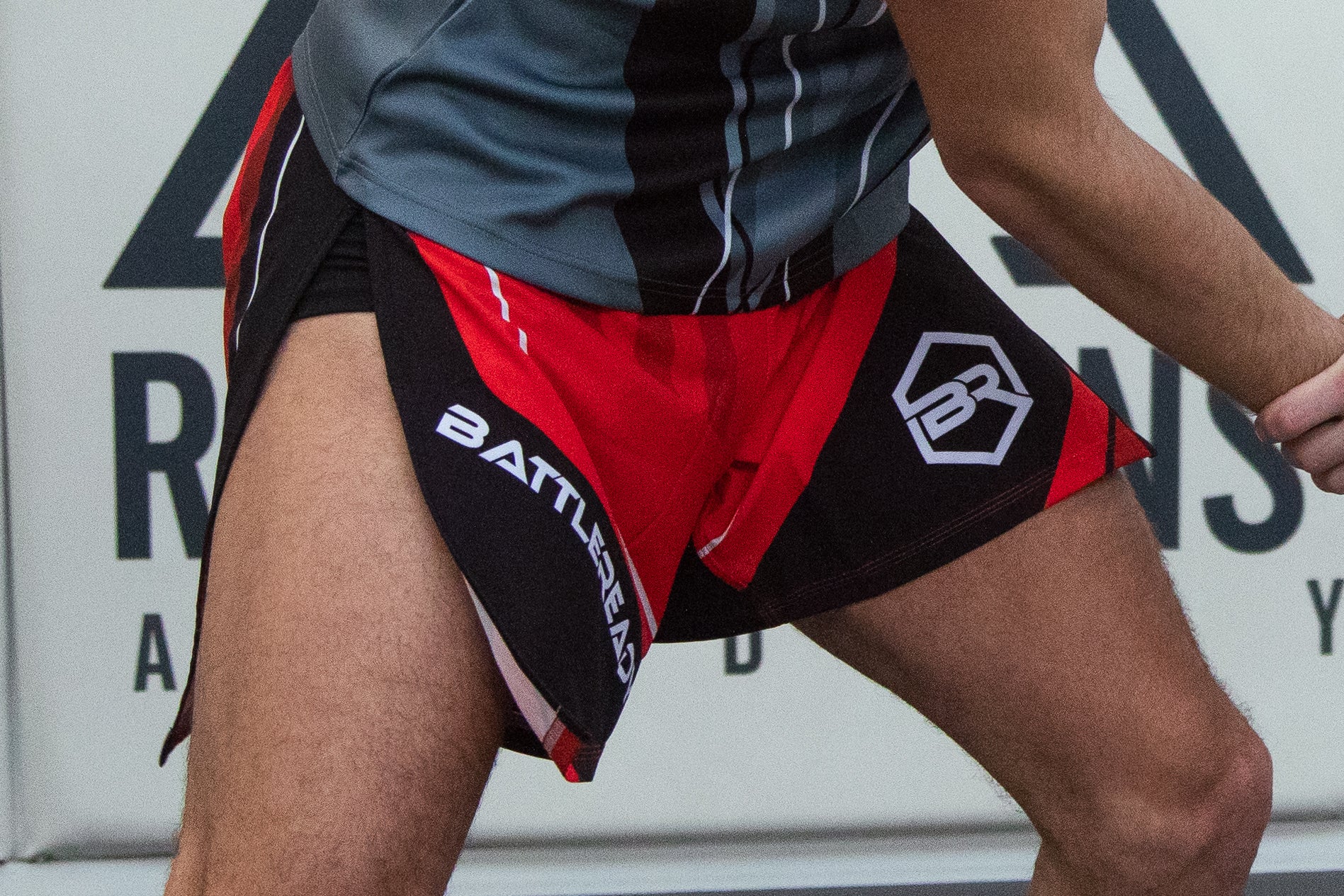 Red High Split MMA Shorts