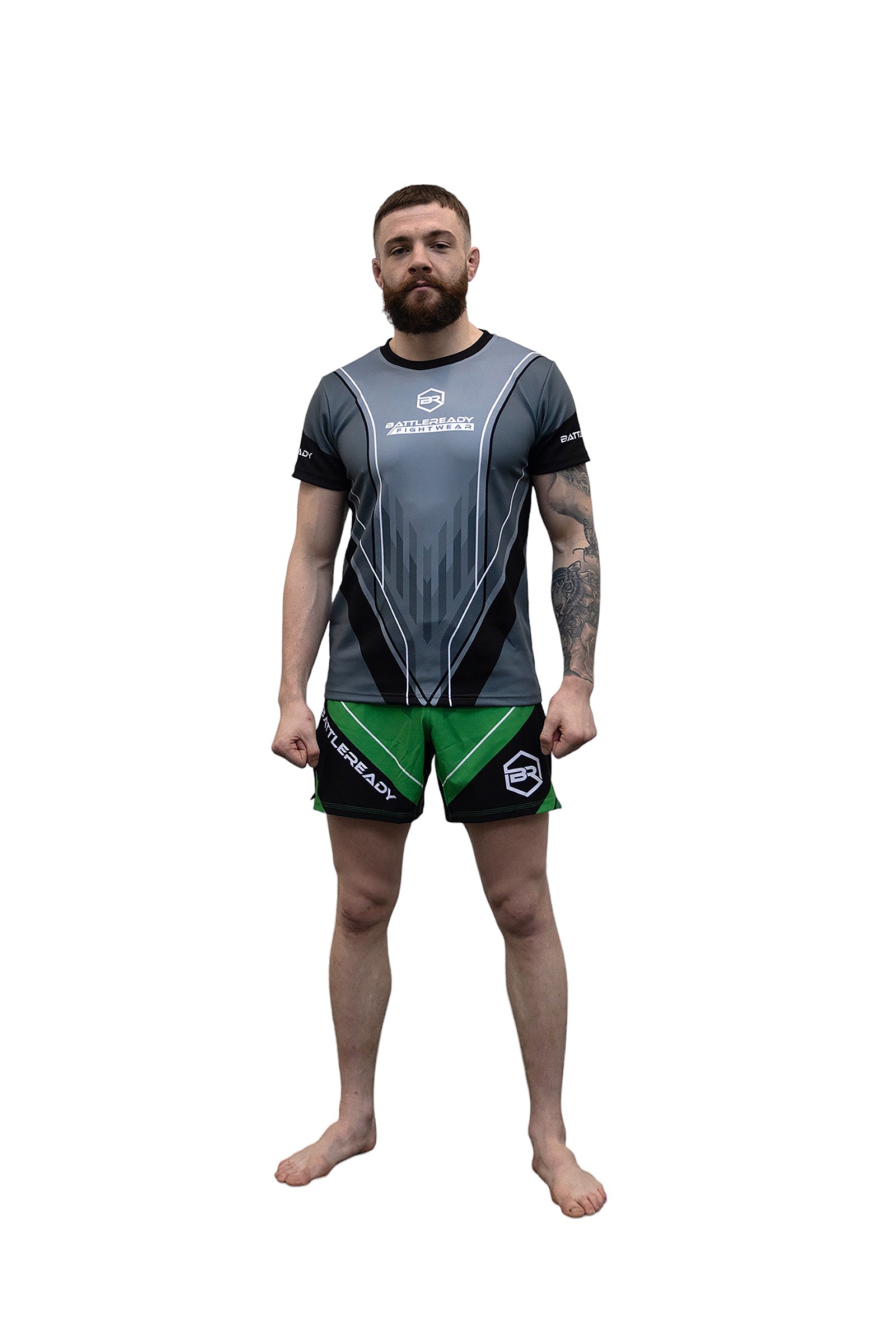 Green High Split MMA Shorts