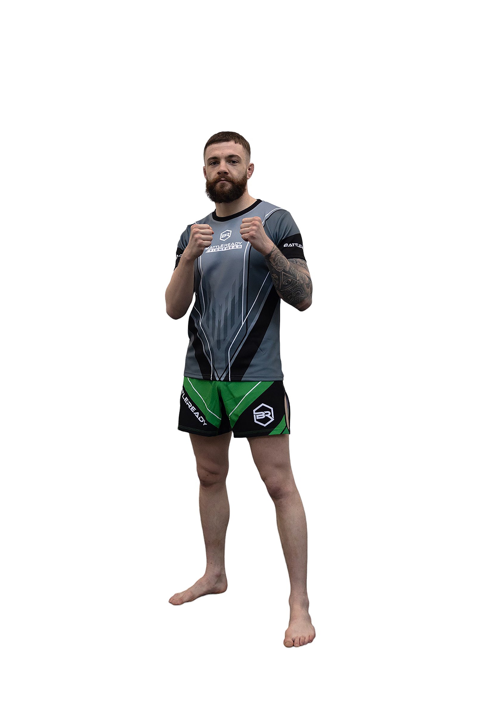 Green High Split MMA Shorts