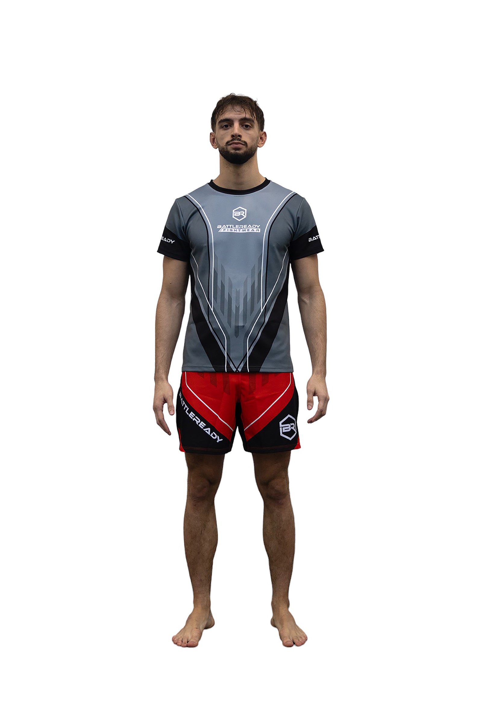 Red High Split MMA Shorts