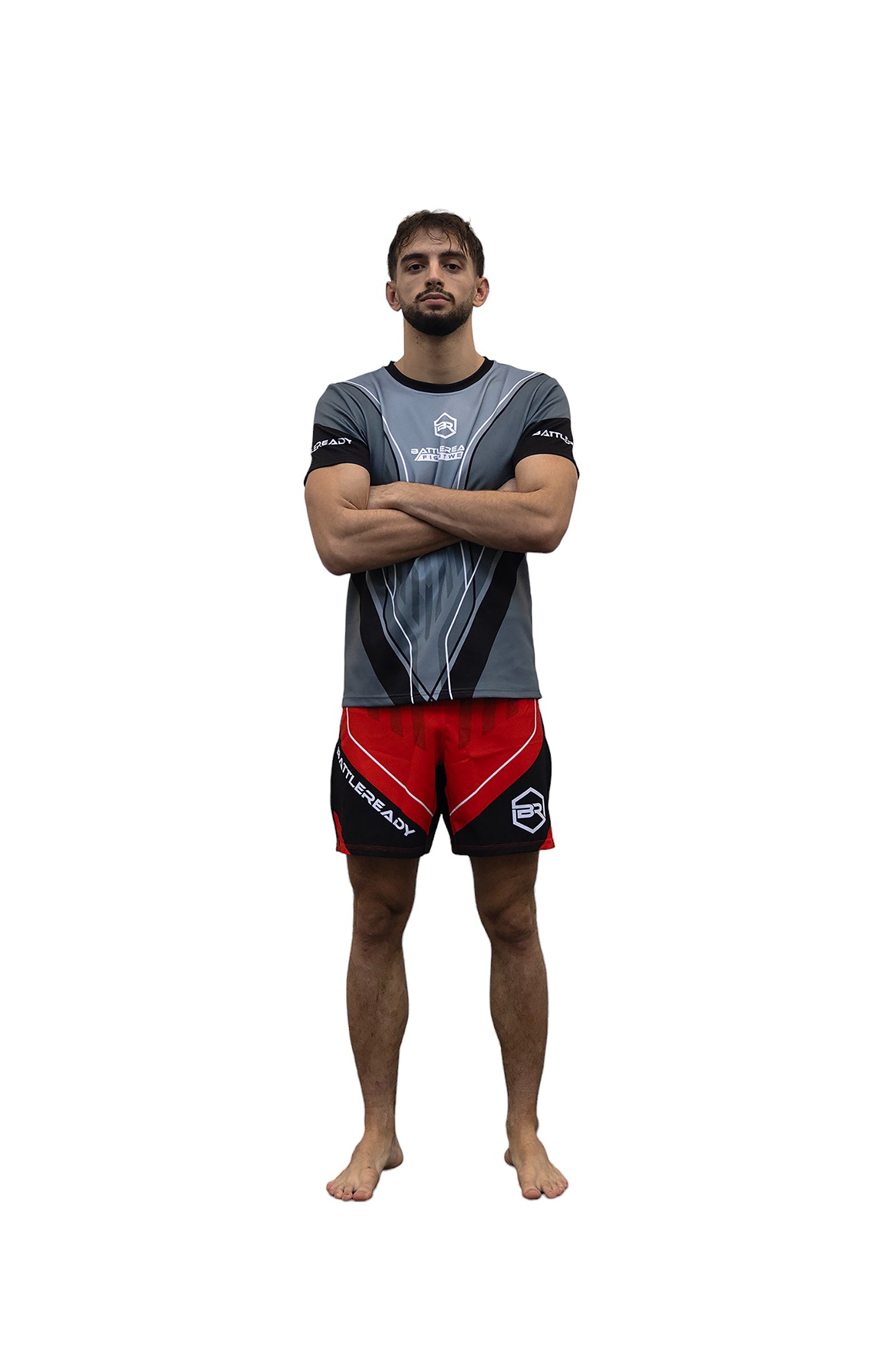 Red High Split MMA Shorts