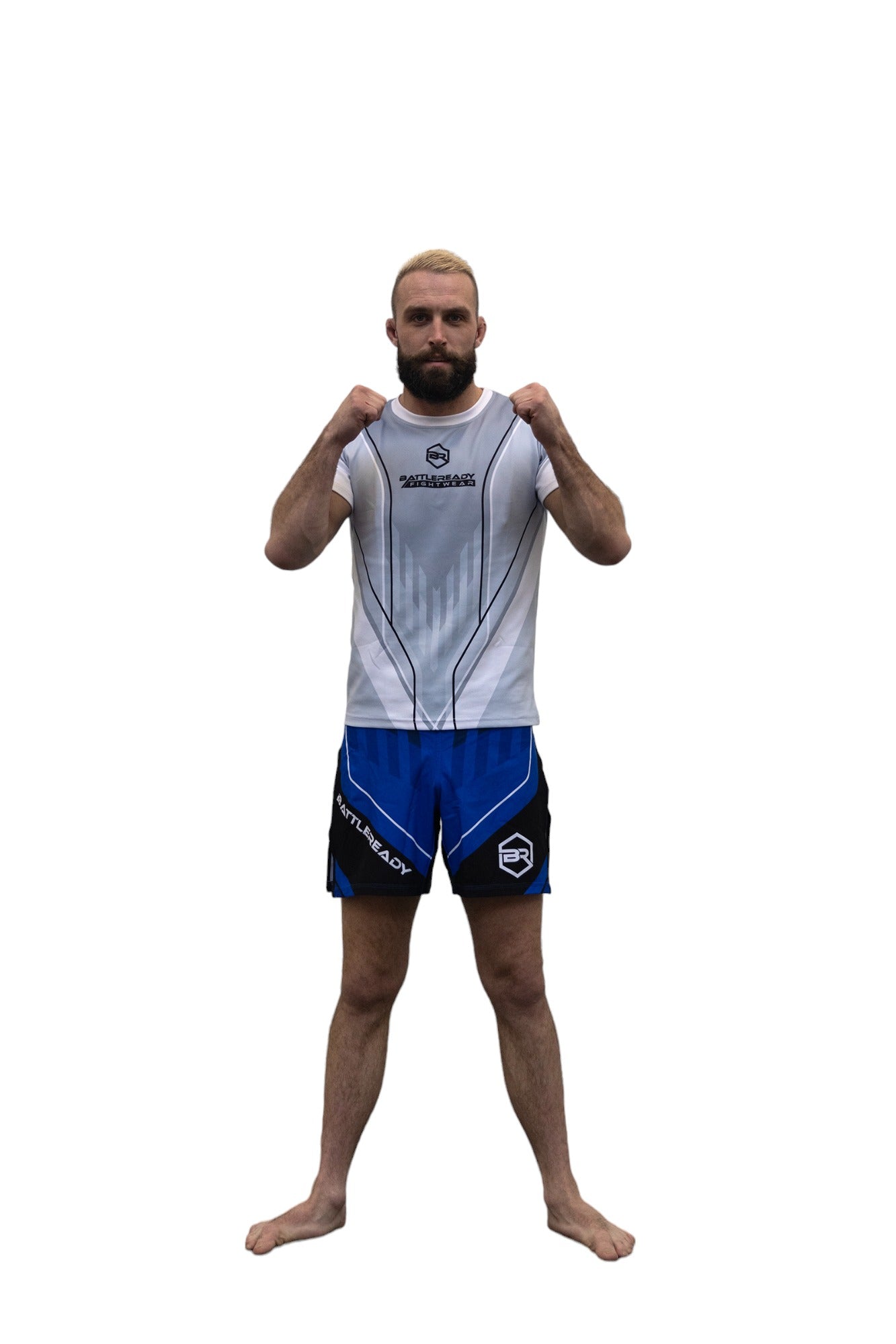 Blue High Split MMA Shorts