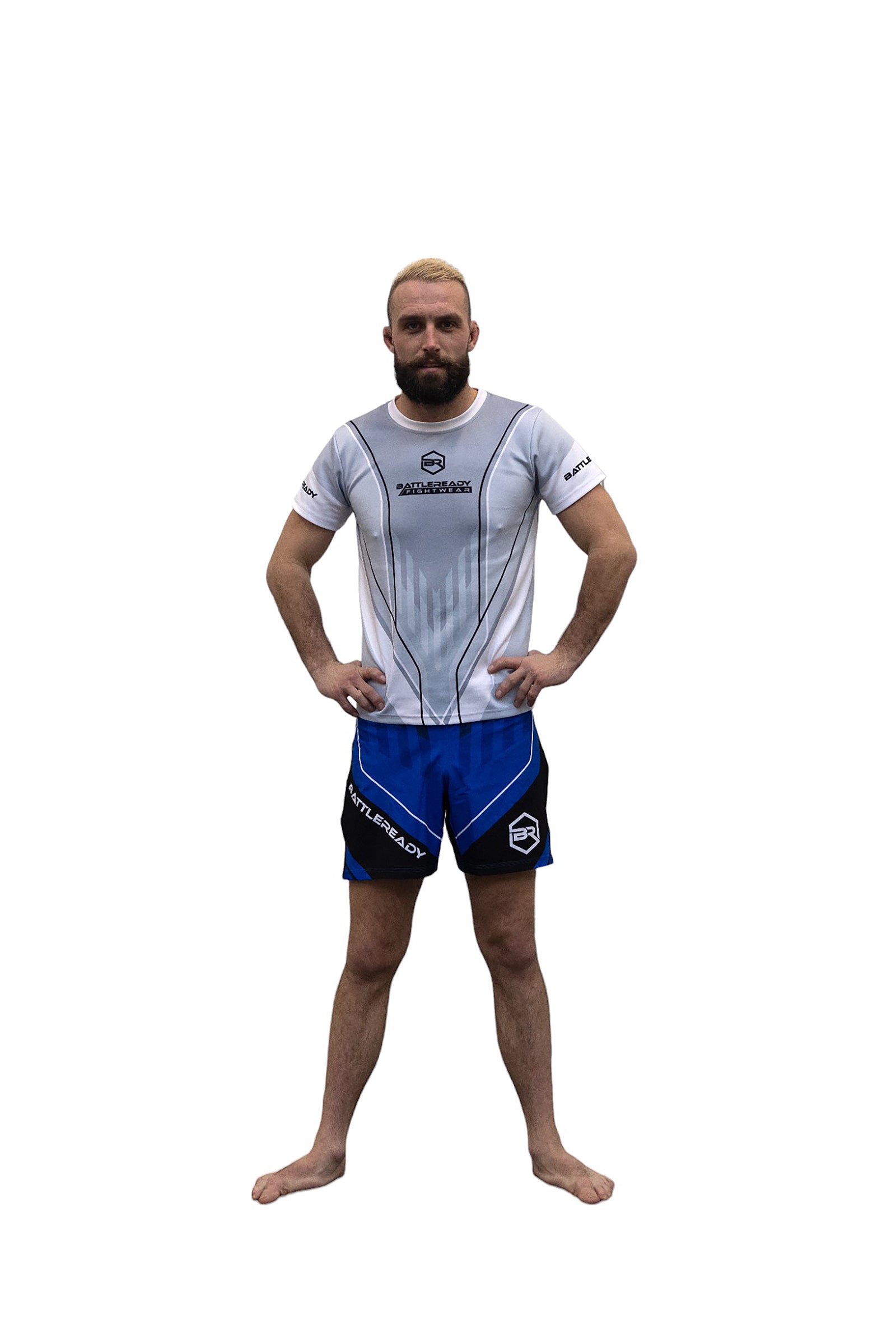 Blue High Split MMA Shorts