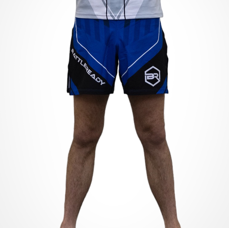 Blue High Split MMA Shorts