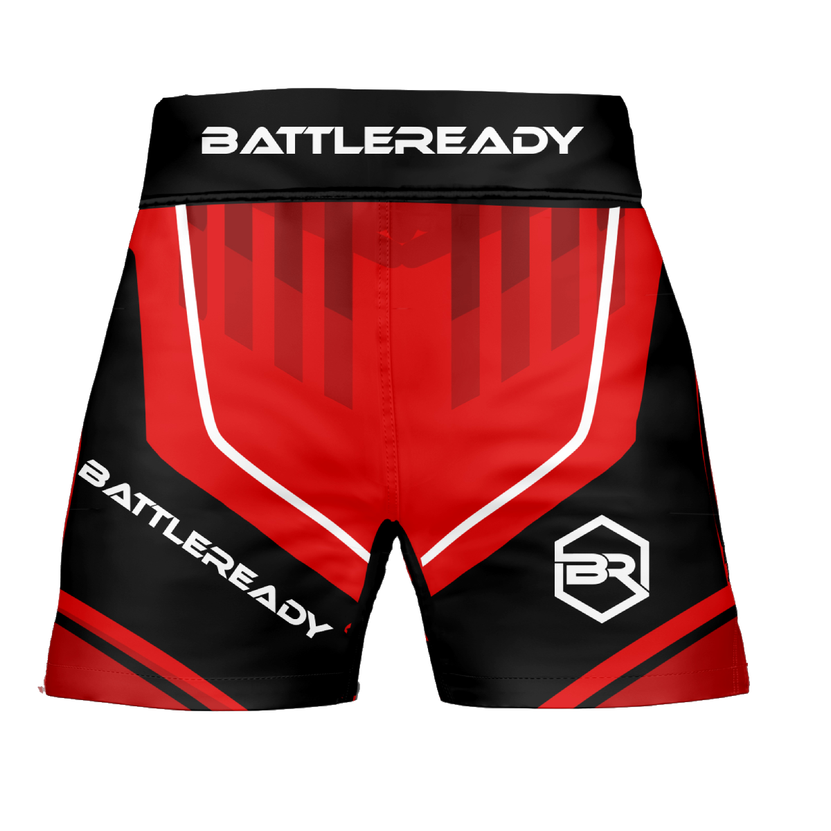 Red High Split MMA Shorts