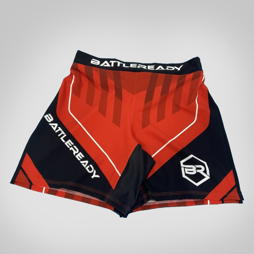 Red High Split MMA Shorts