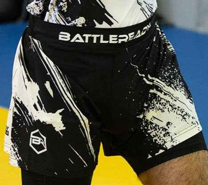 Hybrid MMA Fight Shorts - Black/White