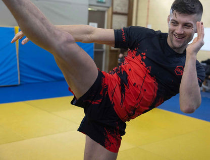 Hybrid MMA Fight Shorts - Black/Red