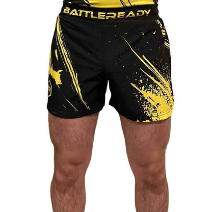 Hybrid MMA Fight Shorts - Black/Yellow