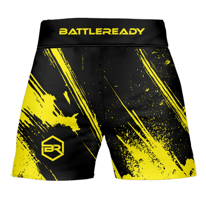 Hybrid MMA Fight Shorts - Black/Yellow
